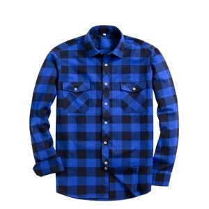 Alimens & Gentle Men’s Blue Plaid Flannel‎ Shirt